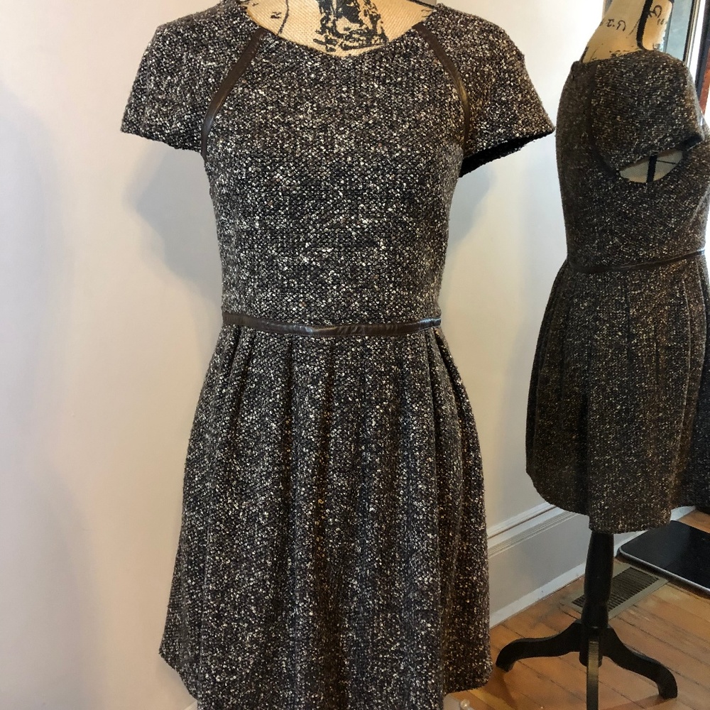Tibi Tweedy Knit Cap Sleeve Dress